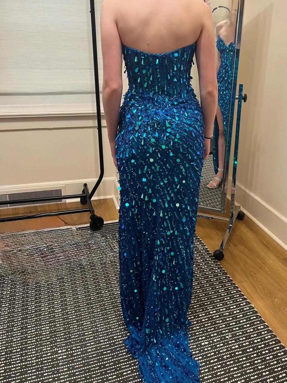 Sherri Hill 56756, Peacock Blue, Size 0, Bustle Included - Picture 5 of 6